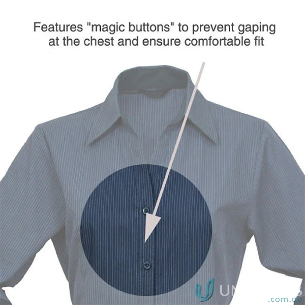 Ladies SilverTech 3Q Shirt with striped button-down design, perfect for cool dry® workwear and uniforms