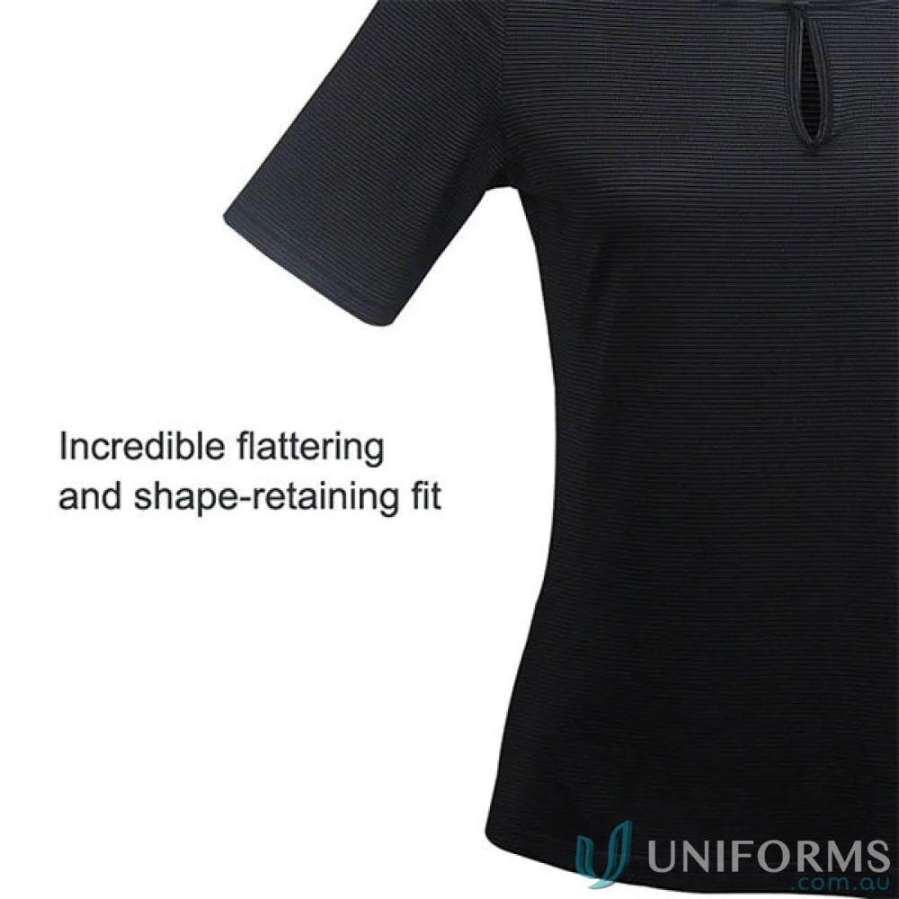 Ladies SilverTech Top black ribbed short-sleeved top perfect for cool dry® workwear uniforms