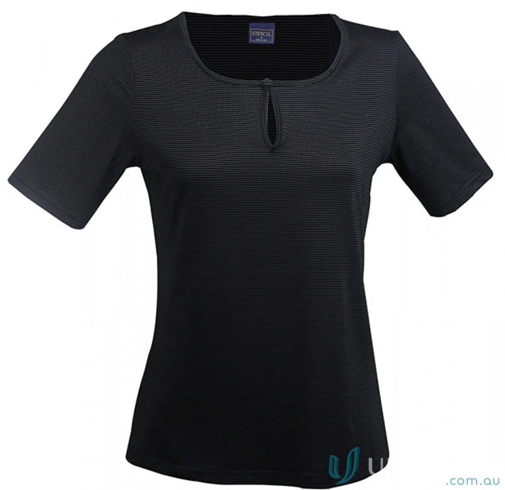 Black textured short-sleeved top from Ladies SilverTech workwear collection, cool dry® uniforms