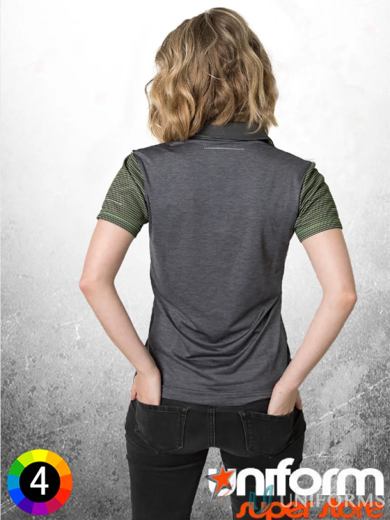 Woman’s gray Ladies Soft Touch Contrast Polo with aegis microbe shield and CoolDry moisture management features