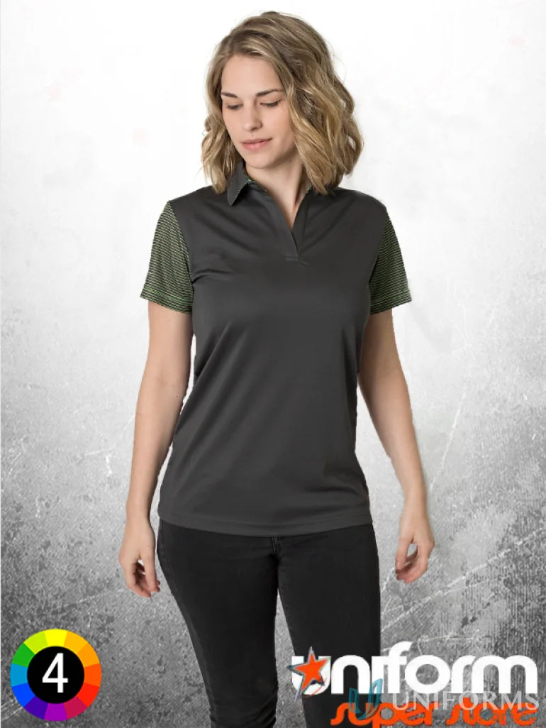 Woman wearing Ladies Soft Touch Contrast Polo with aegis microbe shield and cooldry tech