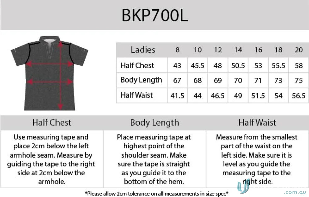 Ladies Soft Touch Polo size chart with aegis microbe shield and cooldry moisture management