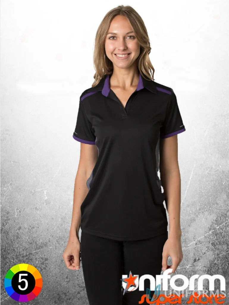 Ladies Soft Touch Stripe Polo with aegis microbe shield and polyester CoolDry fabric