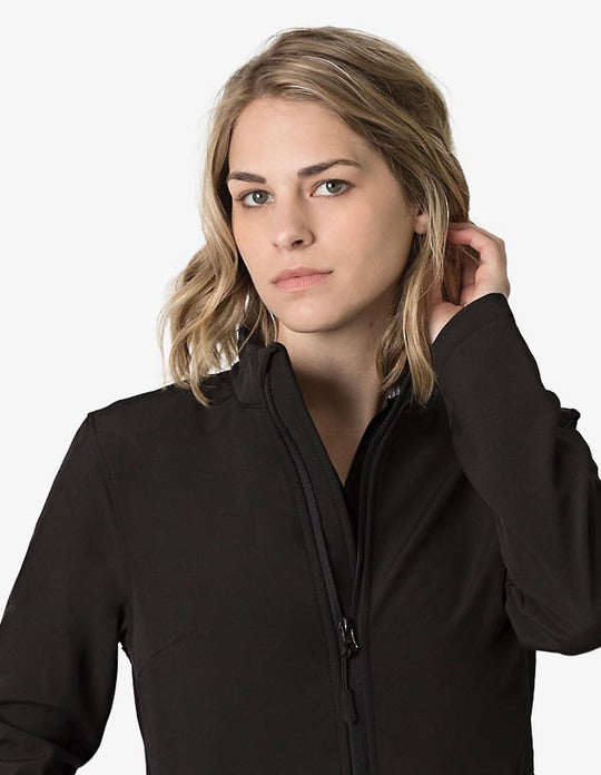 Ladies SoftShell black zip-up jacket with 3-layer bonded fabric