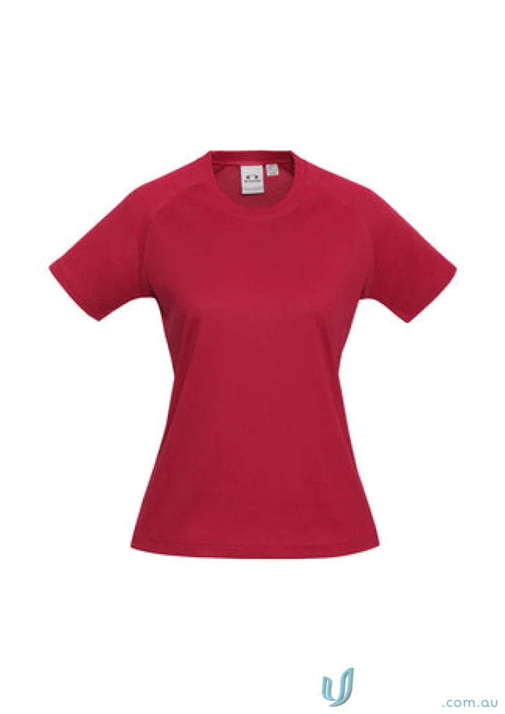 Red short-sleeved Ladies Sprint BizCool Tee perfect for comfy, stylish bizcool looks