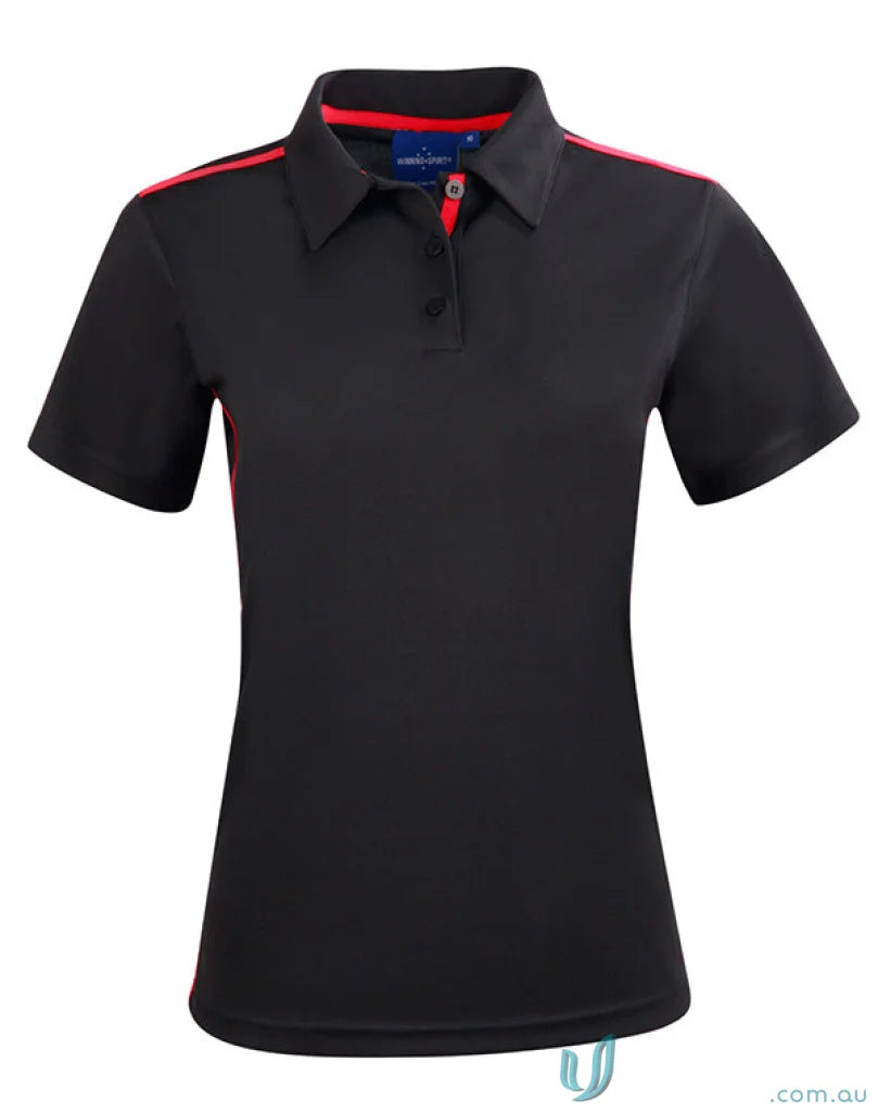 Black women’s short-sleeve contrast polo shirt from Ladies Staten Rapid Cool collection