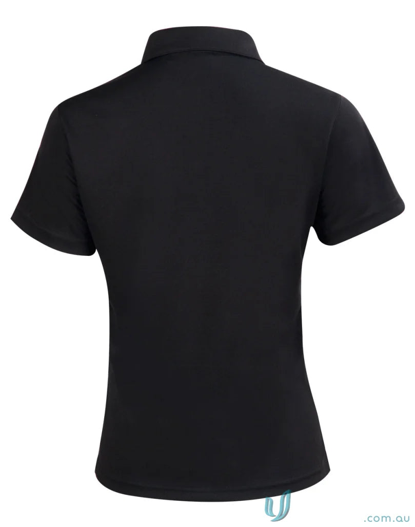 Ladies Staten contrast polo shirt in plain black with short sleeves for a cool look