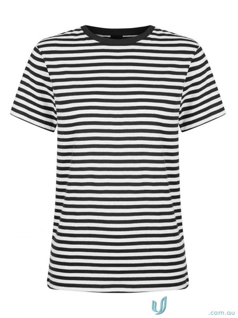 Ladies Stevie Stripe T-Shirt in black and white stripes, perfect for uniforms or workwear
