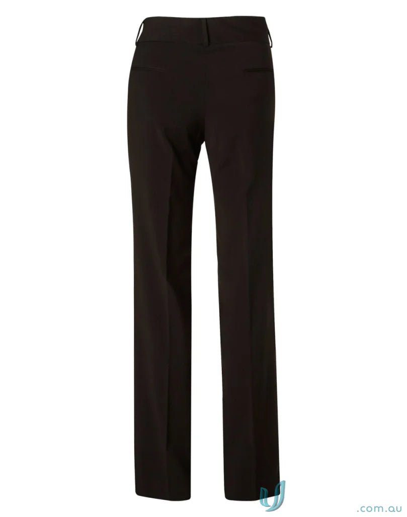 Black straight-leg trousers from Ladies Stretch Stripe Low Rise Pants collection
