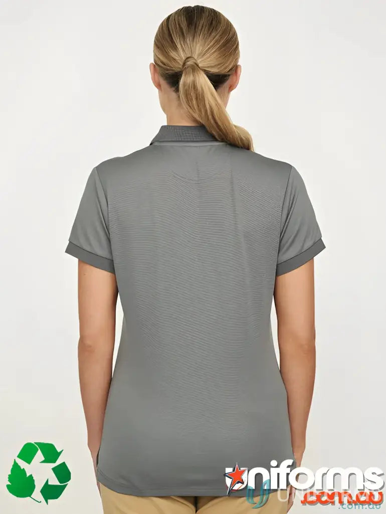 Gray ladies corporate polo shirt from the sustainable ladies corporate polo collection