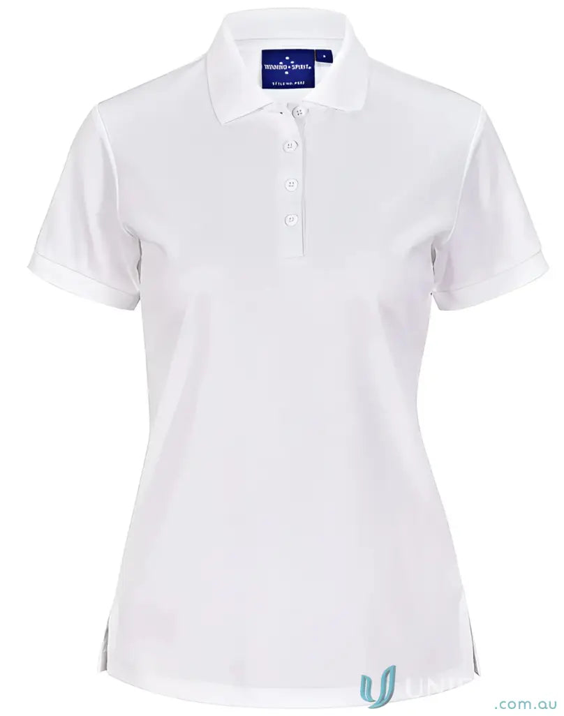 White collared polo shirt for ladies corporate polo, sustainable ladies fashion
