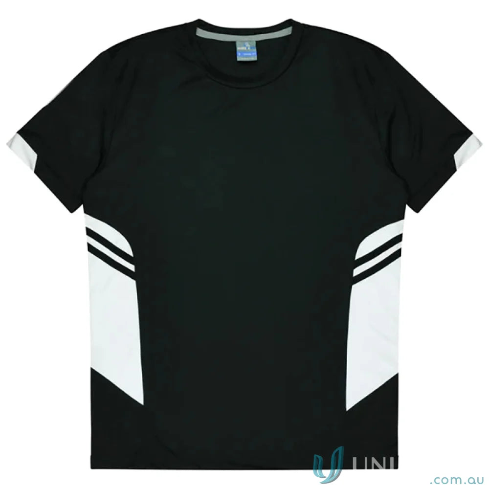 Black and white Ladies Tasman Tee made with comfy fabric, perfect for uniforms or workwear