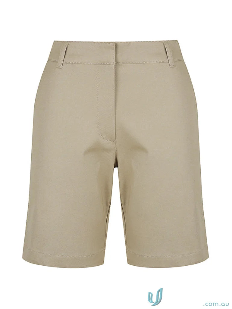 Ladies Toby Chino Shorts in Khaki Bermuda style for a chill summer look