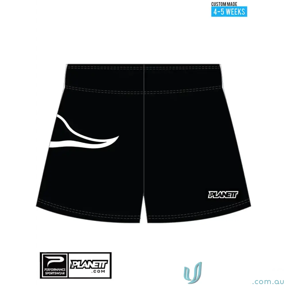 Ladies training shorts black in lightweight sports fabric with white accents for workout girls