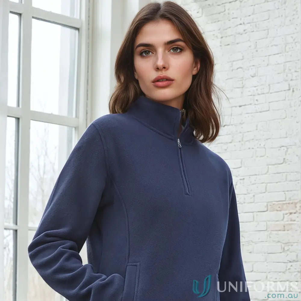 Navy blue Trinity Half Zip fleece pullover from Ladies Trilogy Half Zip Jacket collection