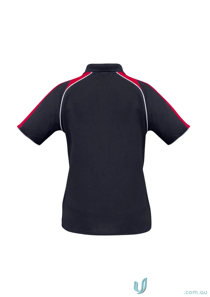 Ladies Triton Polo black with red and white accents made from Biz Cool™ polyester