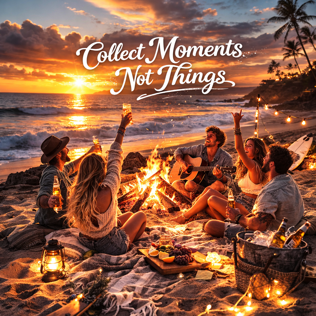 Winning spirit ladies TrueDry polo at tropical sunset campfire beach