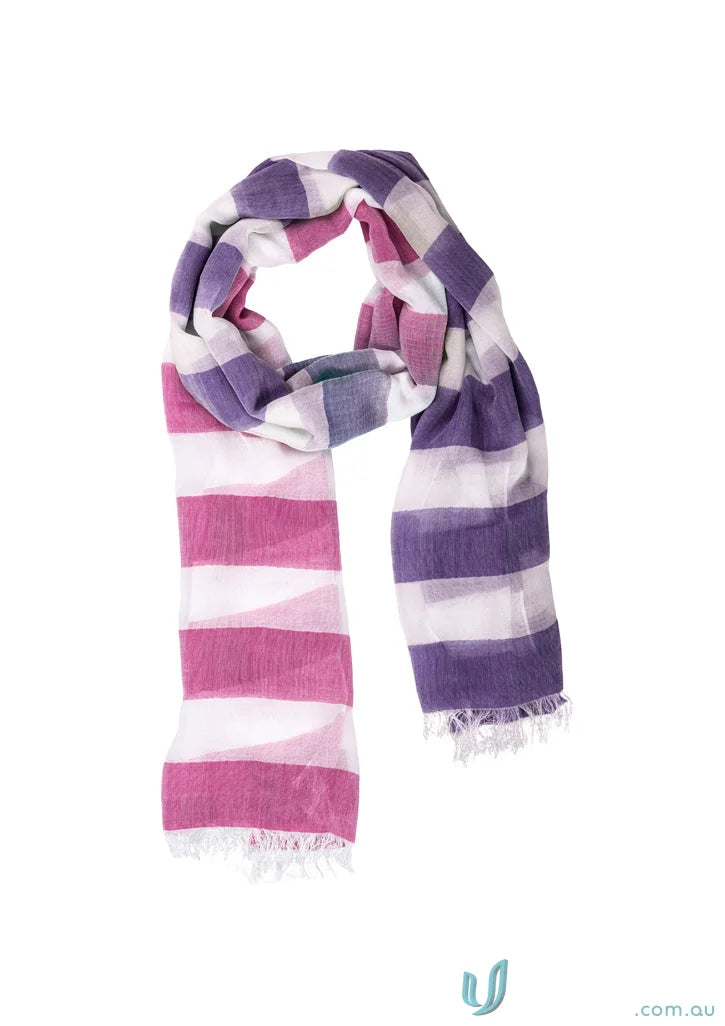 Ladies Two Tone Scarf with striped pink and purple pattern, perfect for work uniforms