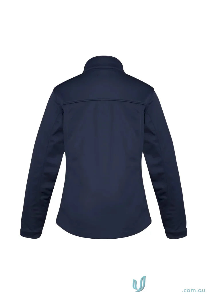 Navy blue women’s softshell jacket with stand-up collar from Ladies U Tech SoftShell collection