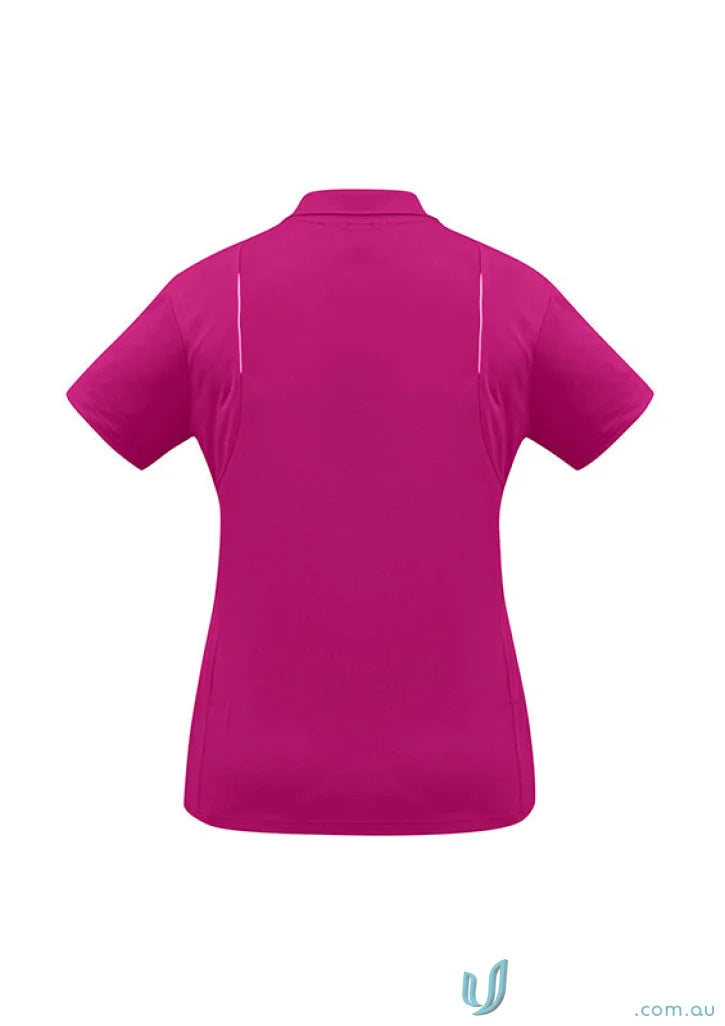 Magenta short-sleeved polo shirt from Ladies United Polo Biz Collection in sports interlock fabric