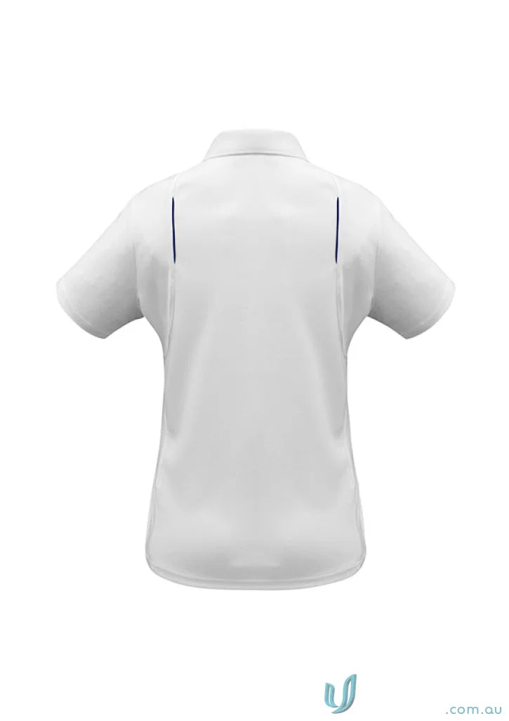 Ladies United Polo in sports interlock fabric with blue accents, part of Biz Collection Ladies