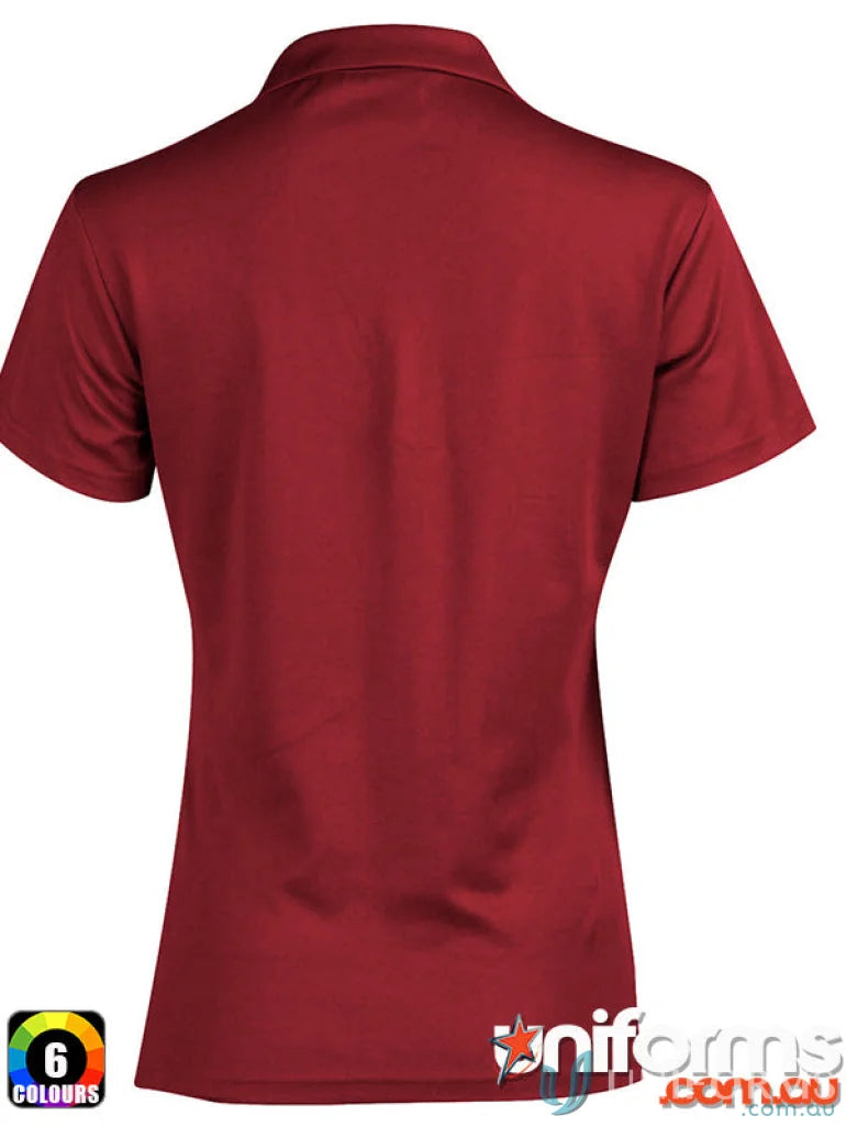 Ladies Victory Truedry polo shirt in maroon with a cooldry polyester fabric for comfort
