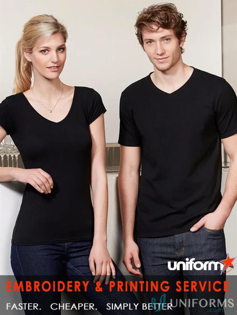 Black V-neck t-shirt from Ladies Viva Tee in Biz Collection Ladies vibe