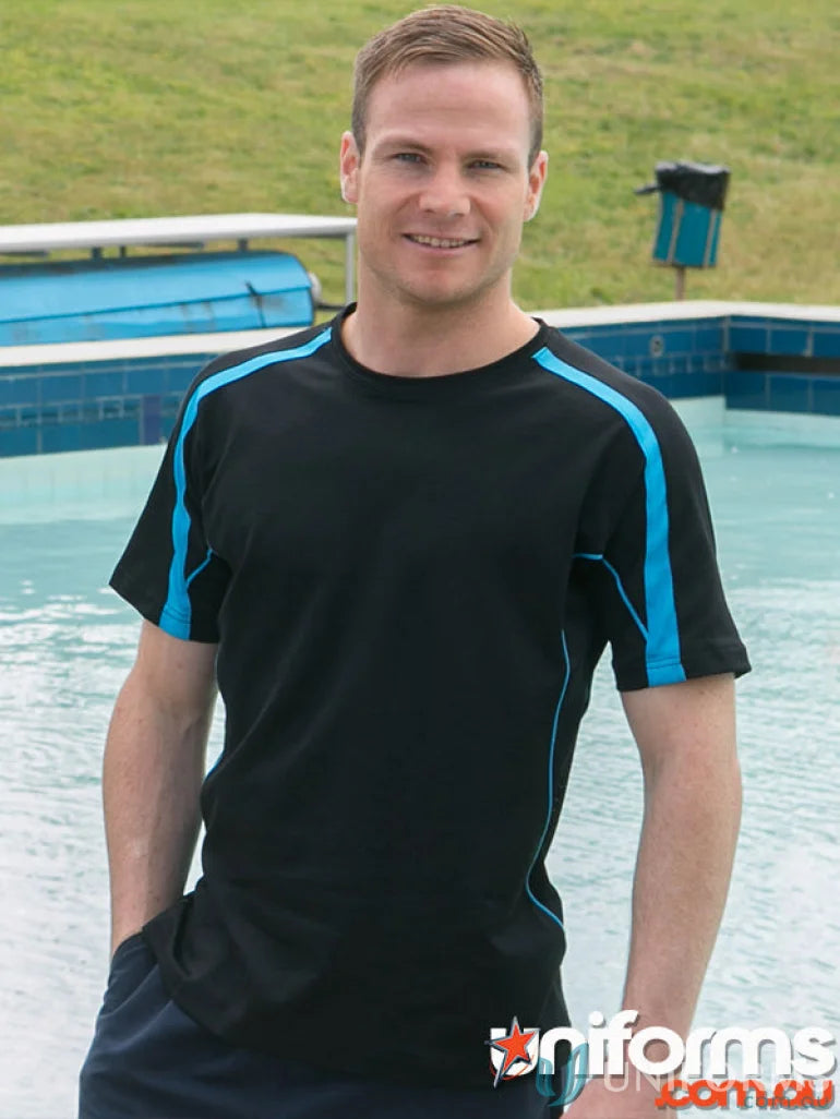 Black and blue athletic T-shirt Legend Tee, perfect for work uniforms or casual wear