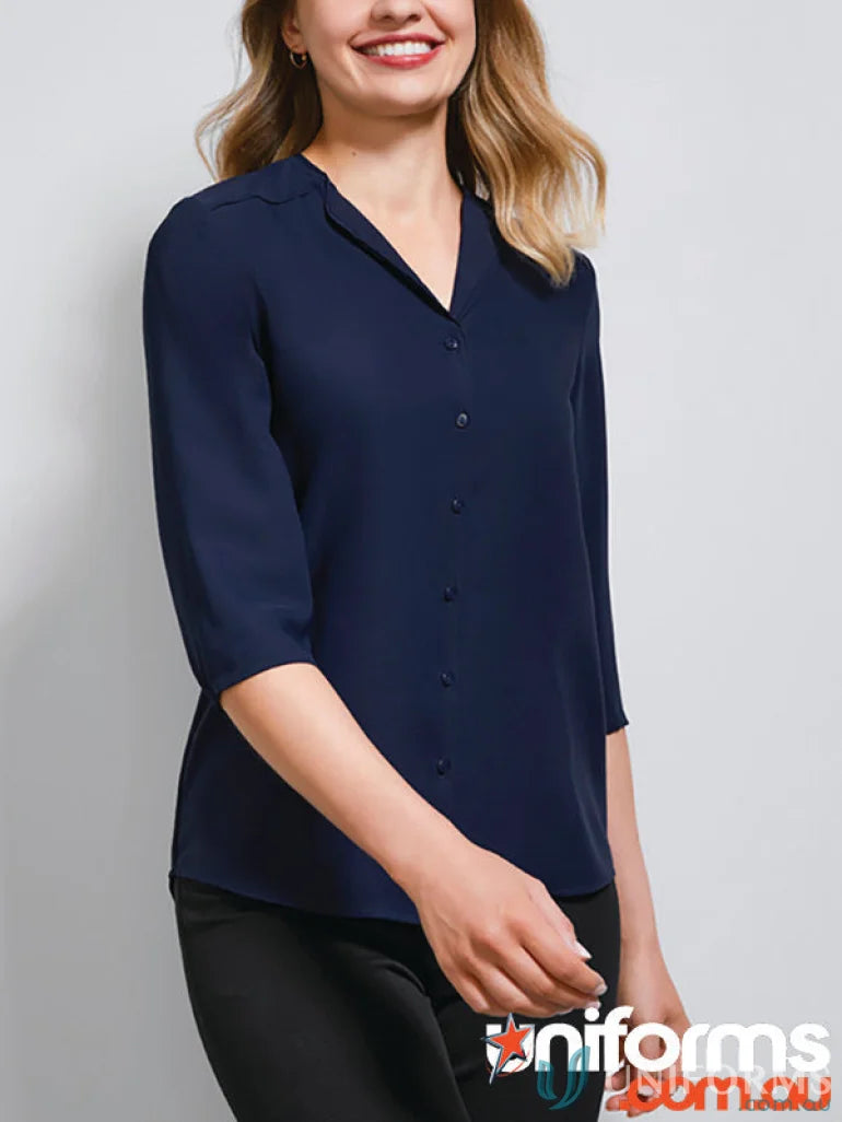 Navy blue Lily Ladies Longline Blouse from Biz Collection, longline blouse style