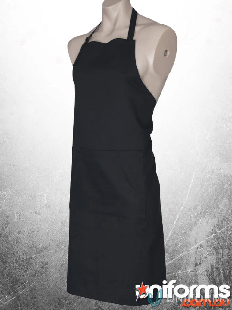 Black bib apron on mannequin for workwear or uniforms, perfect for LINESTAFF products