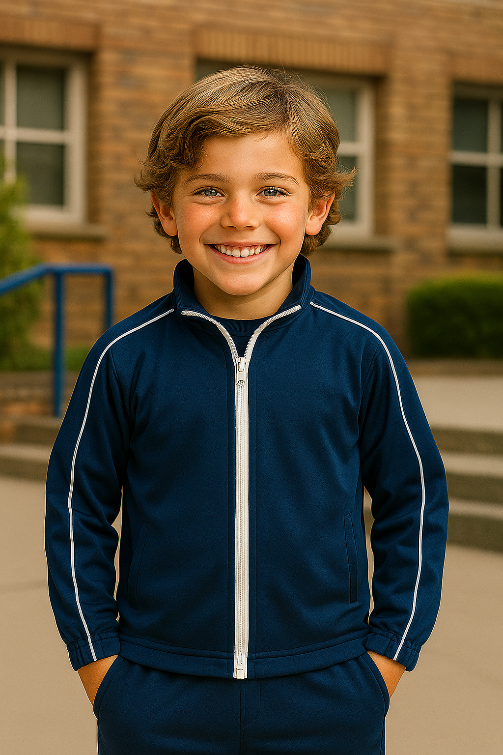 Navy blue Liverpool kids jackets zip-up track jacket with white piping