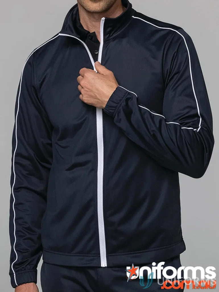 Navy blue Liverpool mens jackets with white trim, perfect for uniforms or workwear