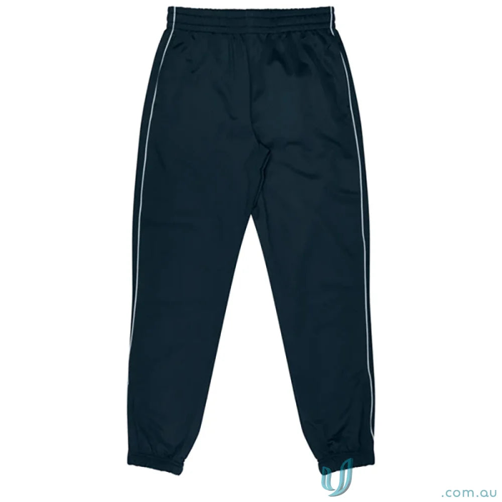 Liverpool Mens Pants in dark blue brushed poly knit with white side stripes