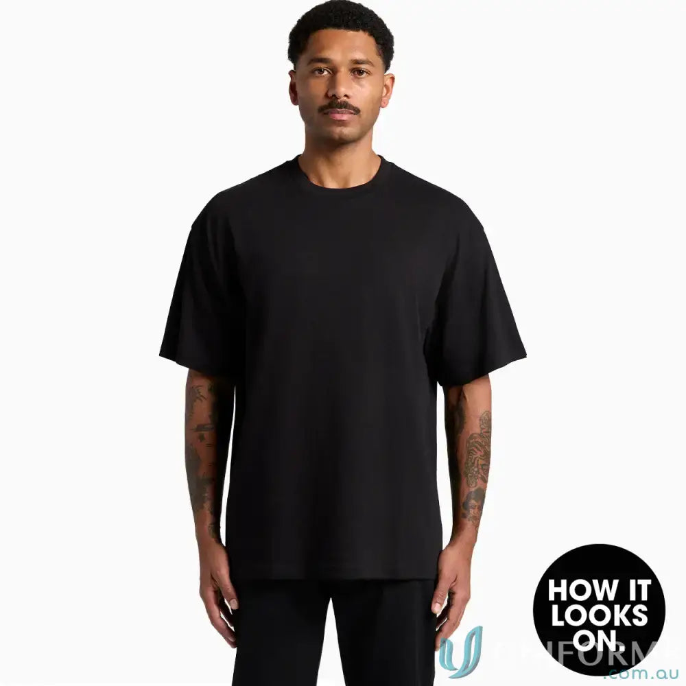 Black Lob Oversize Tee with wide neck ribbing, perfect for men’s street tees