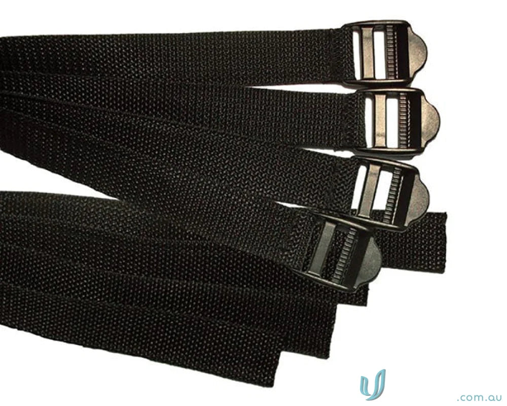 Black nylon boot straps with metal buckles for secure metatarsal guard uniforms
