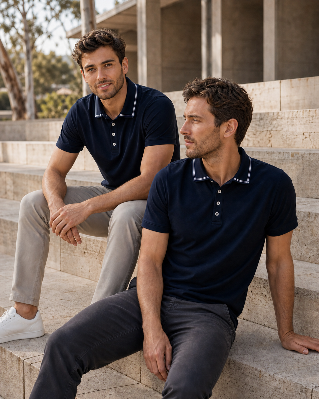 Lorne Cotton Polo worn by Australian professional male models