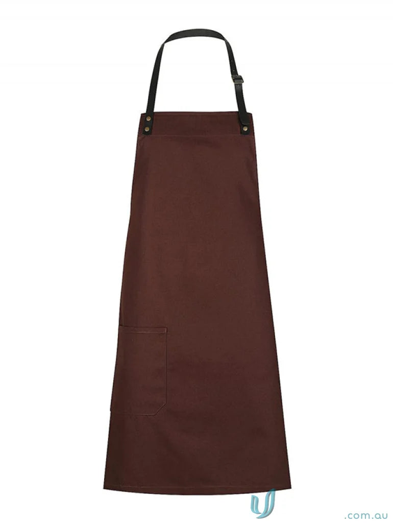 Brown cotton canvas apron with black straps for uniforms, buy separately at Luca Cotton Canvas Apron