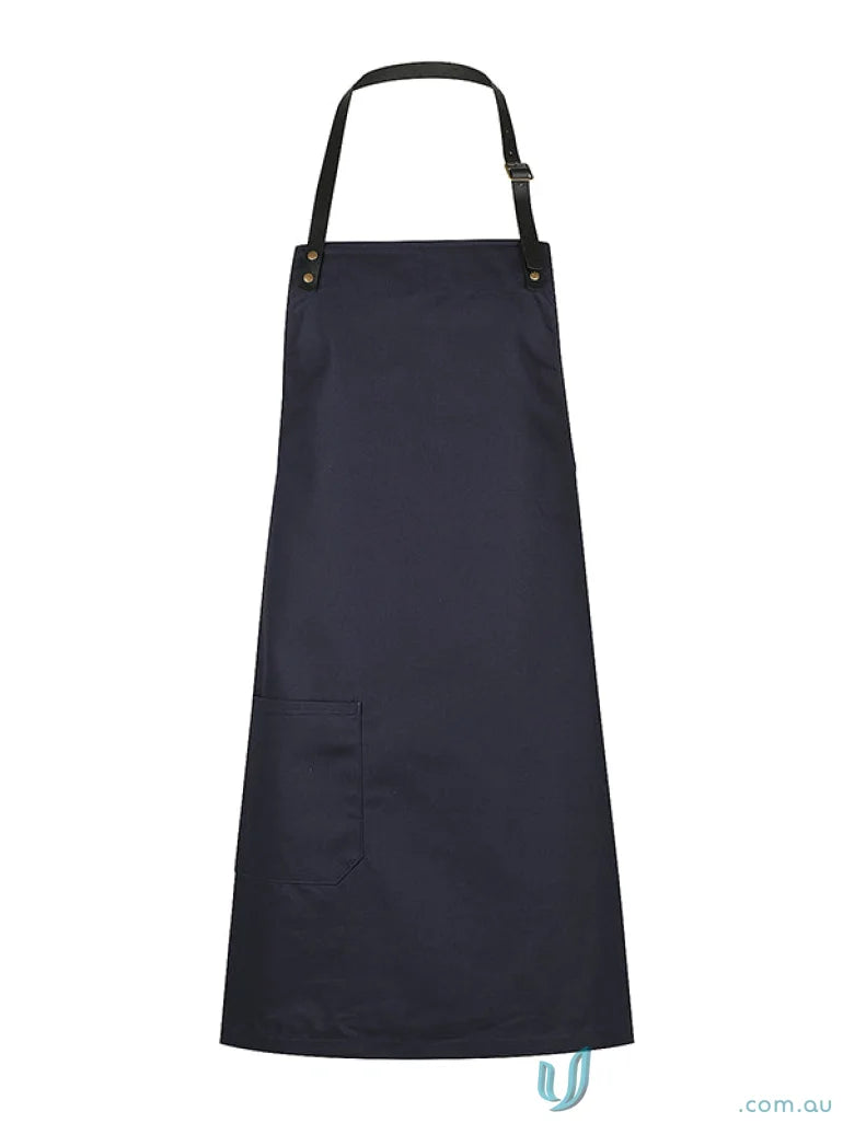 Navy blue Cotton Canvas Luca Apron with adjustable neck strap, perfect for uniforms