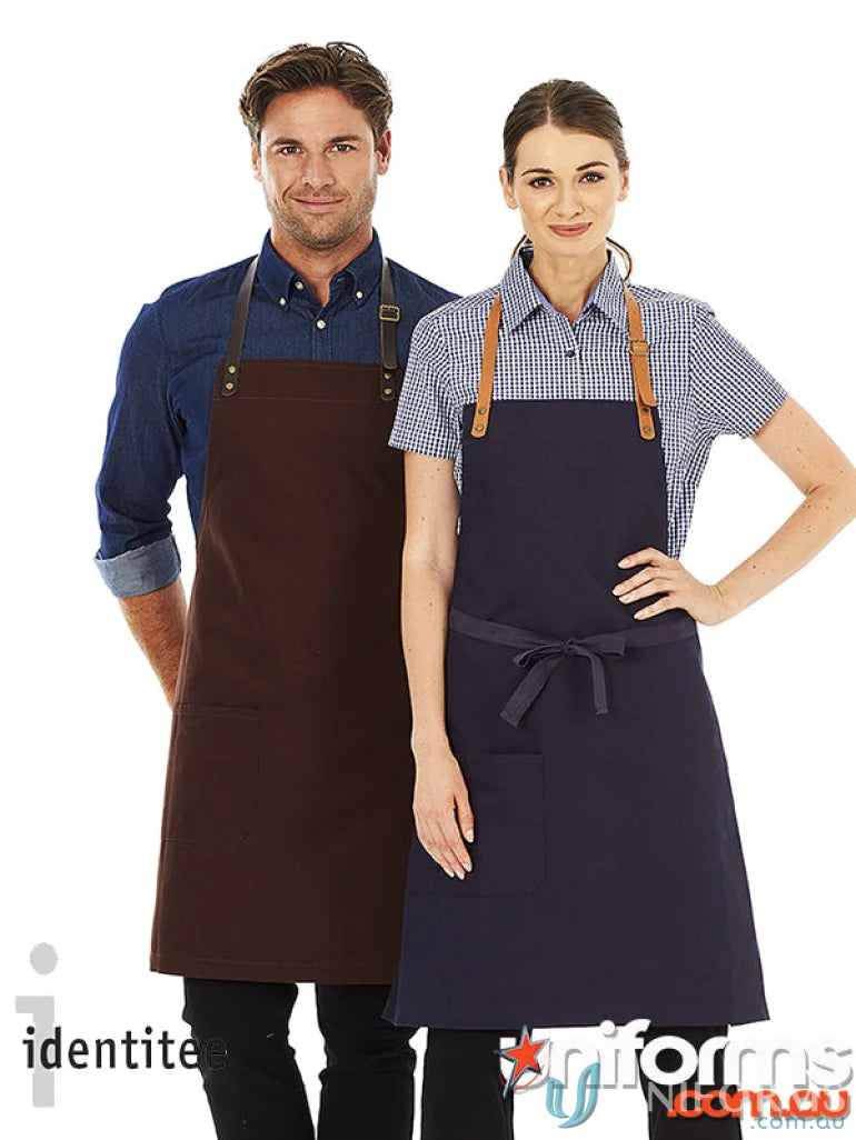 Luca Cotton Canvas Apron with two aprons and leather straps, perfect for uniforms