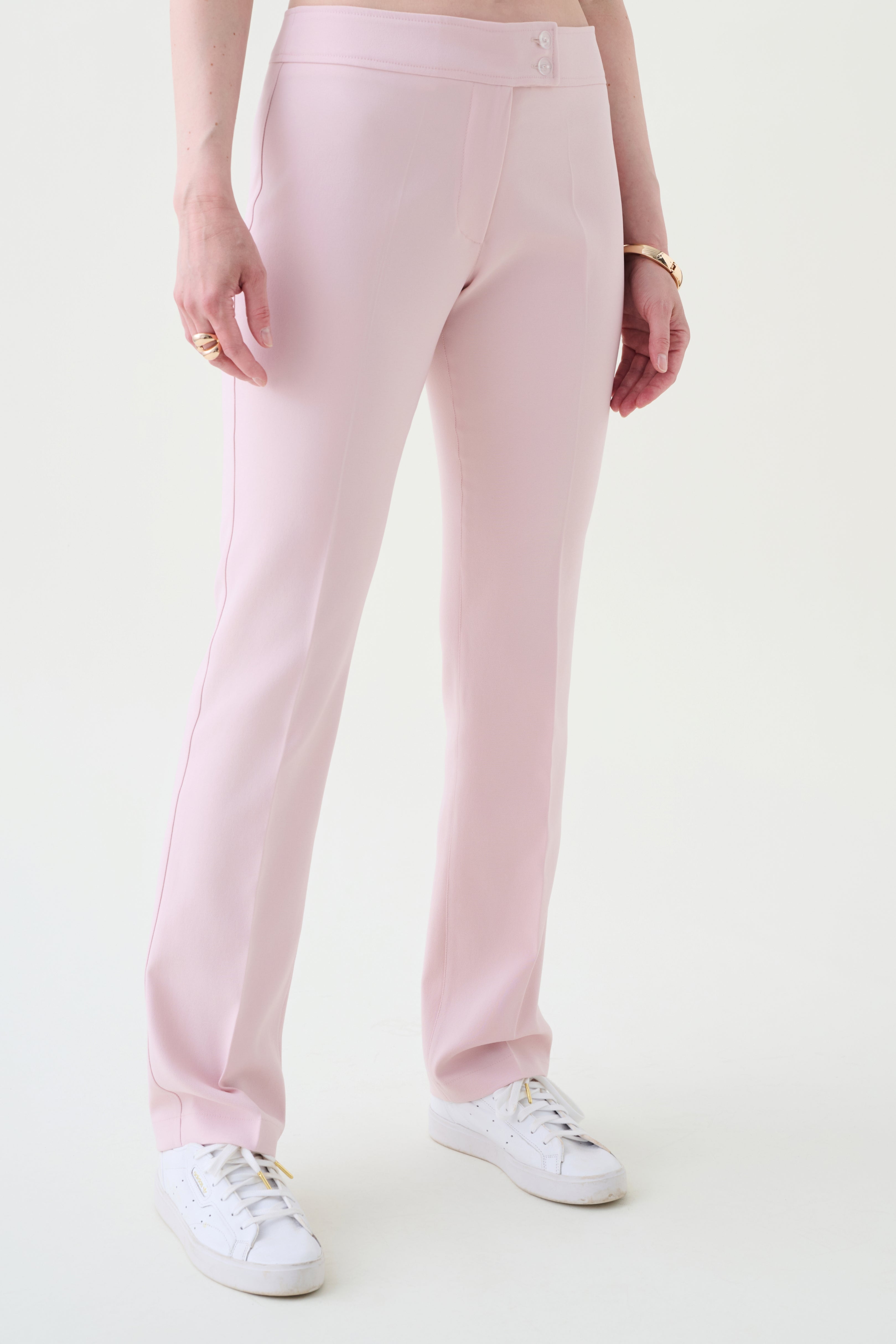 Lunar bi-stretch trousers in soft pink with tailored fit and side seams