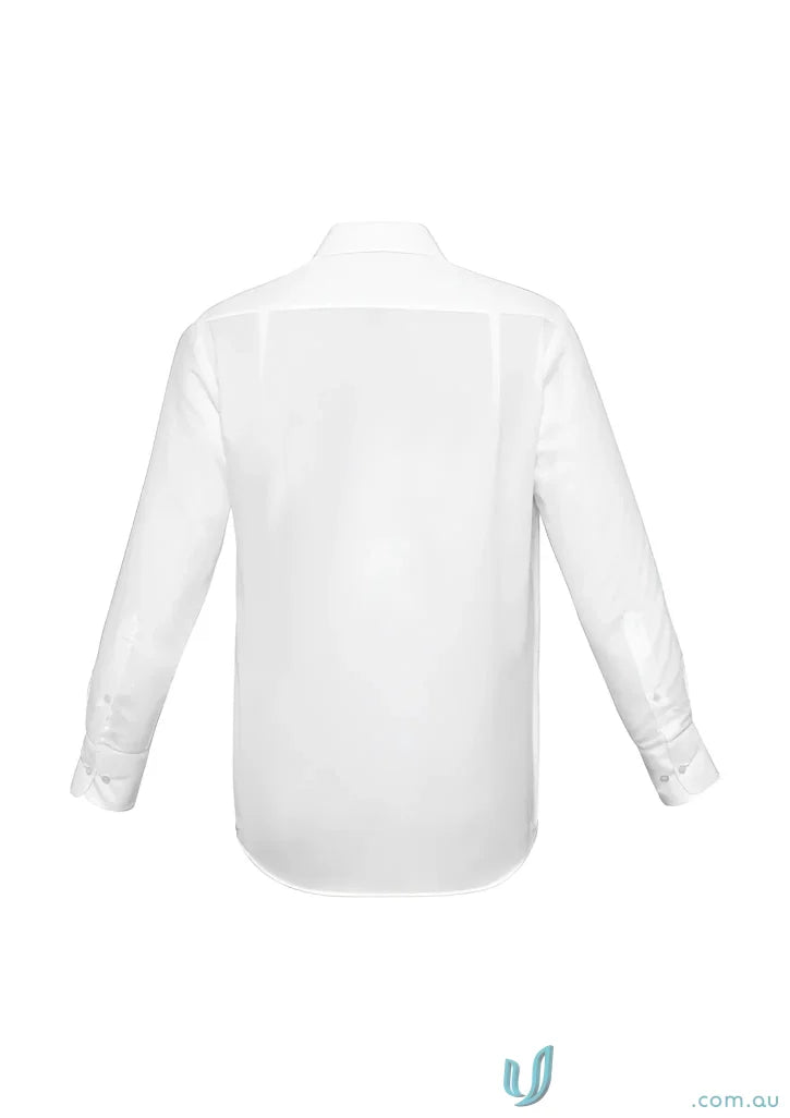 Luxe Premium Cotton LS Shirt - plain white long sleeve dress shirt with buttoned cuffs
