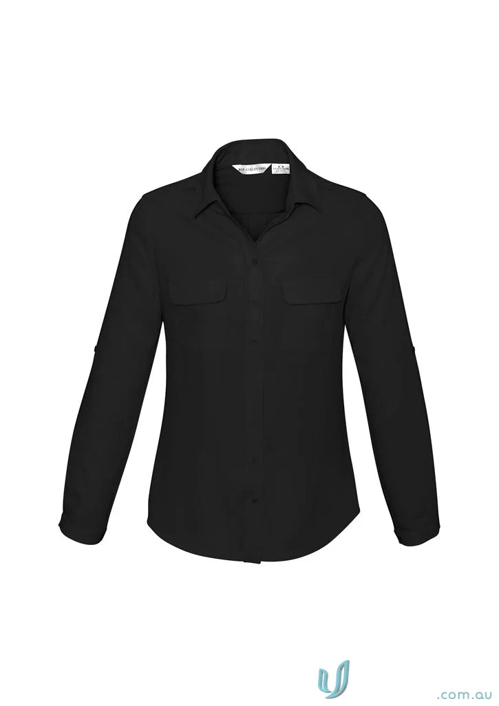 Madison long sleeve black collared shirt, s626ll Biz Collection Madison style