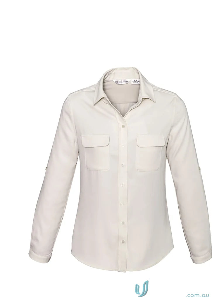 Beige Madison Long Sleeve S626LL Biz Collection Madison button-down blouse