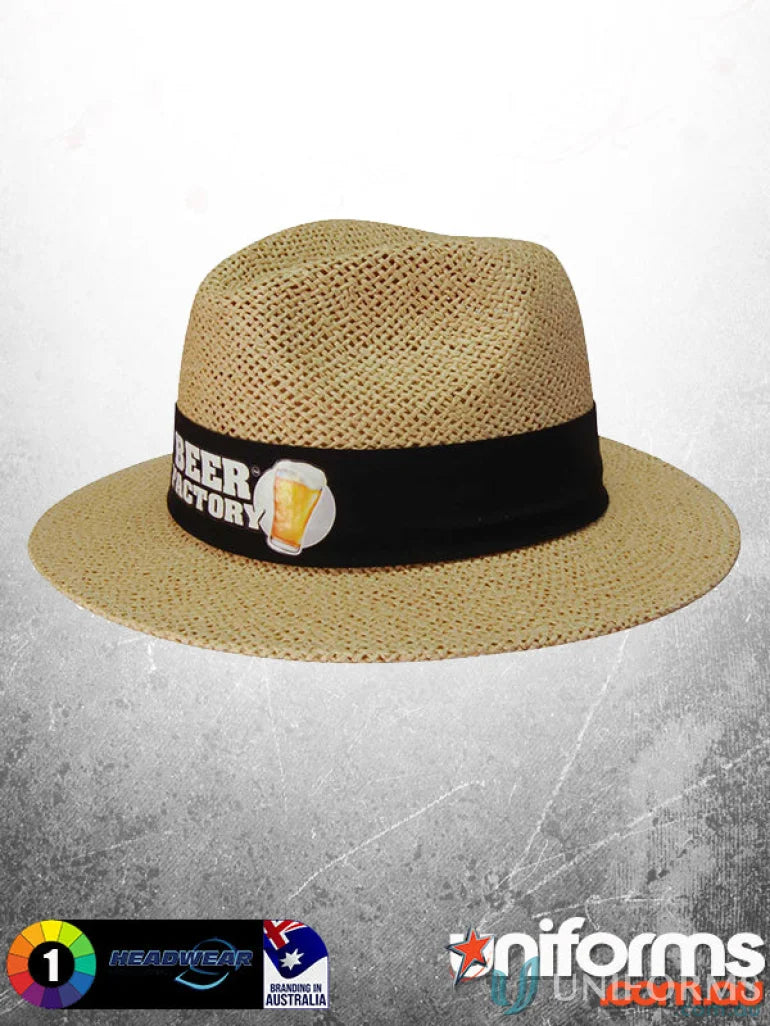 Madrid Style String Straw hat with black band for imprint and stock, 58 centimeters