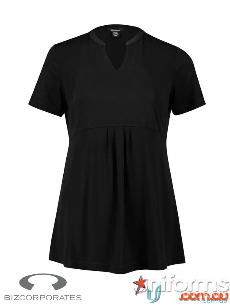 Black black short-sleeved Mali Stretch Tunic T-Top jersey t-top featuring comfy stretch fabric