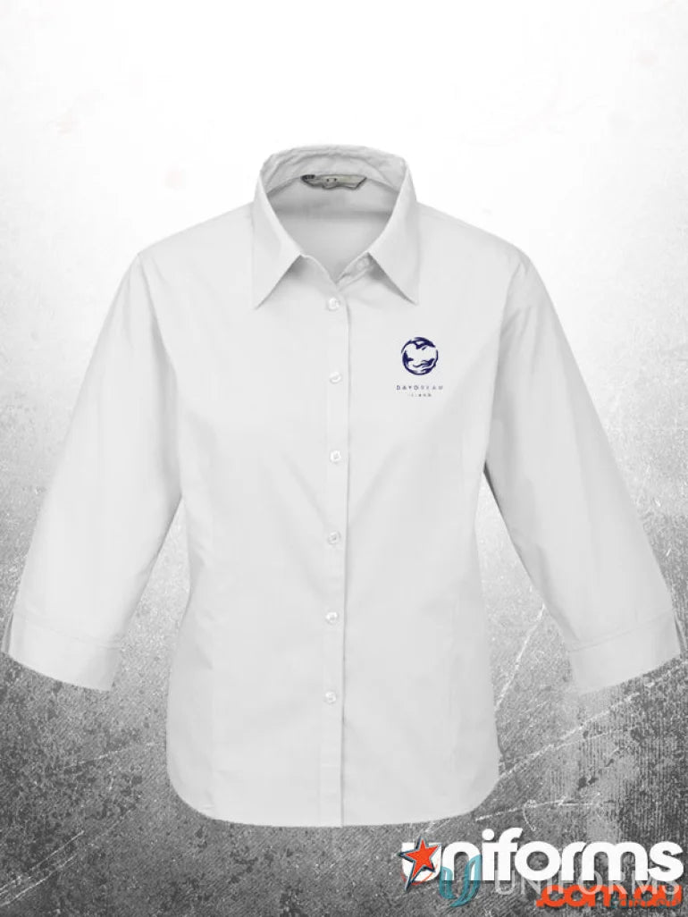 White button-down shirt from MANAGERS Ladies workwear collection, perfect for uniforms