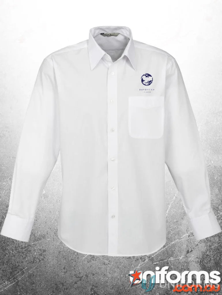 Managers Mens white long-sleeved dress shirt perfect for work uniforms
