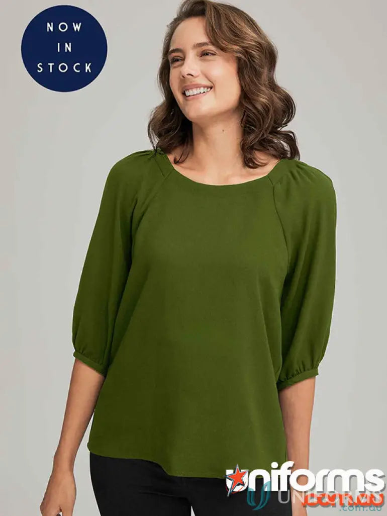 Olive green Marilyn 3qrt Top from City Collection Marilyn made with recycled polyester luxury