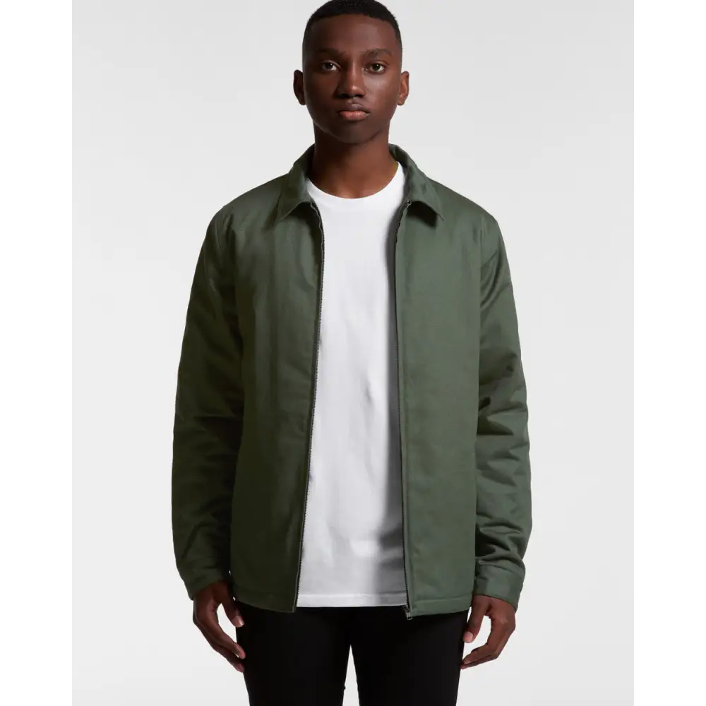 Casual olive green Mark Padded Jacket with black buttons