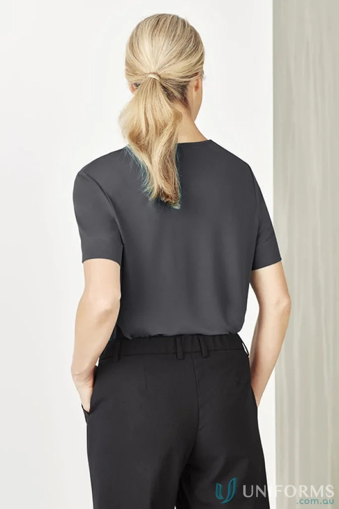 Women’s Marley Short CS952LS with gray top and black pants, cute short sleeve jersey look